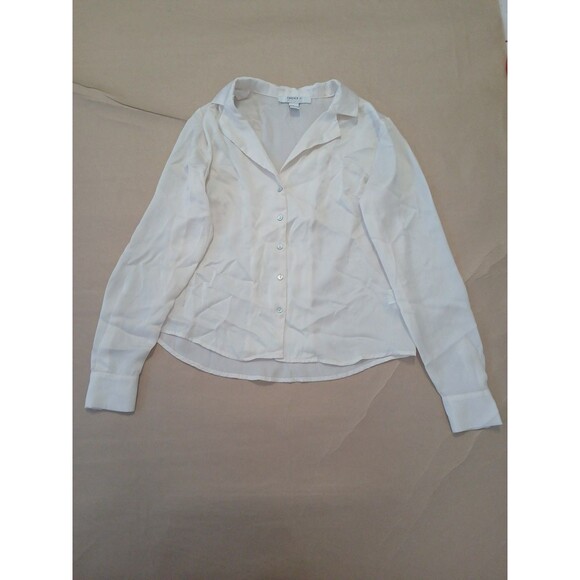 Forever 21 Contemporary Button Up Blouse Shirt Small White Corporate Minimalist - Picture 1 of 6